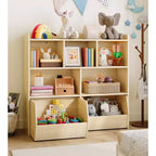 COZONY Organisateur de rangement pour enfants, bibliothèque avec 5 compartiments et 2 tiroirs, commode pour salle de jeux, chambre à coucher, couloir, salle de classe ou chambre d'enfant