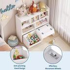 COZONY Organisateur de rangement pour enfants, bibliothèque avec 5 compartiments et 2 tiroirs, commode pour salle de jeux, chambre à coucher, couloir, salle de classe ou chambre d'enfant