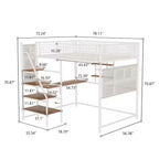 Lit mezzanine double Bellemave en métal blanc pour chambre et dortoir, avec station de recharge intégrée, Convient aux adolescents, blanc
