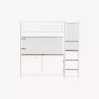Lit mezzanine double Bellemave en métal blanc pour chambre et dortoir, avec station de recharge intégrée, Convient aux adolescents, blanc