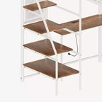 Lit mezzanine double Bellemave en métal blanc pour chambre et dortoir, avec station de recharge intégrée, Convient aux adolescents, blanc
