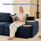 Canapé sectionnel modulaire moderne 153 pour salon, tissu velours côtelé, canapé 4 places avec assise profonde, pas d'assemblage, couleur camel