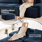 Canapé sectionnel modulaire moderne 153 pour salon, tissu velours côtelé, canapé 4 places avec assise profonde, pas d'assemblage, couleur camel
