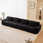 Canapé sectionnel modulaire moderne 153 pour salon, tissu velours côtelé, canapé 4 places avec assise profonde, pas d'assemblage, couleur camel