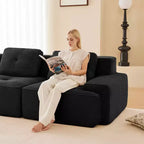 Canapé sectionnel modulaire moderne 153 pour salon, tissu velours côtelé, canapé 4 places avec assise profonde, pas d'assemblage, couleur camel