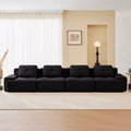 Canapé sectionnel modulaire moderne 153 pour salon, tissu velours côtelé, canapé 4 places avec assise profonde, pas d'assemblage, couleur camel