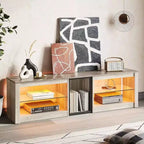 Meuble TV Bestier pour téléviseurs jusqu'à 70 pouces avec lumières LED, meuble de divertissement pour PS5 avec étagères