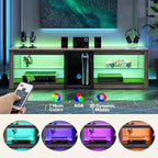 Meuble TV Bestier pour téléviseurs jusqu'à 70 pouces avec lumières LED, meuble de divertissement pour PS5 avec étagères
