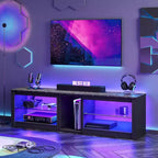 Meuble TV Bestier pour téléviseurs jusqu'à 70 pouces avec lumières LED, meuble de divertissement pour PS5 avec étagères
