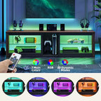 Meuble TV Bestier pour téléviseurs jusqu'à 70 pouces avec lumières LED, meuble de divertissement pour PS5 avec étagères