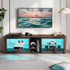 Meuble TV Bestier pour téléviseurs jusqu'à 70 pouces avec lumières LED, meuble de divertissement pour PS5 avec étagères