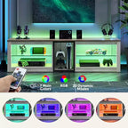 Meuble TV Bestier pour téléviseurs jusqu'à 70 pouces avec lumières LED, meuble de divertissement pour PS5 avec étagères