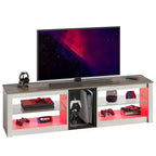 Meuble TV Bestier pour téléviseurs jusqu'à 70 pouces avec lumières LED, meuble de divertissement pour PS5 avec étagères