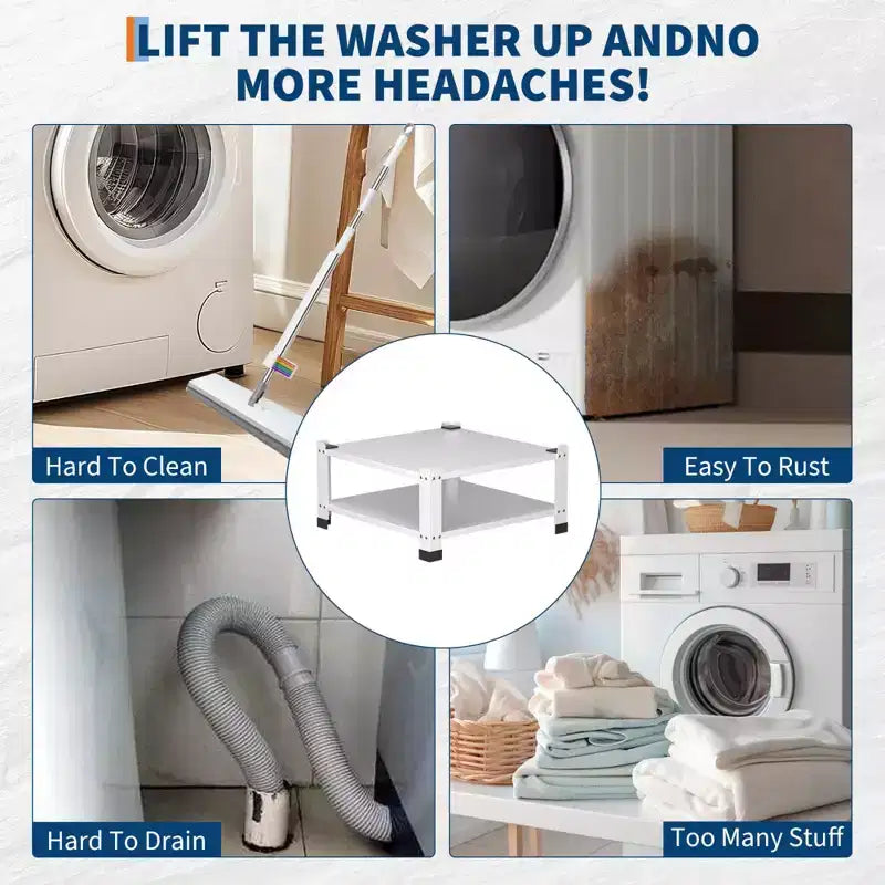 Socles pour lave-linge et sèche-linge GustoWave, support de base pour machine à laver robuste avec étagère de rangement, blanc