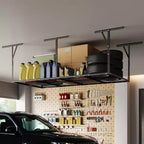Rack de rangement de garage suspendu robuste Système d'étagères en acier à fixation au plafond (capacité de 272 kg, hauteur réglable, 1 pièce)