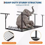 Rack de rangement de garage suspendu robuste Système d'étagères en acier à fixation au plafond (capacité de 272 kg, hauteur réglable, 1 pièce)