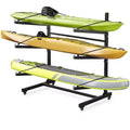 Black 4-Kayak Freestanding Storage Rack C Heavy Duty Kayak Stand with Movable Wheels for Canoe/SUP/Surfboard (Outdoor Storage, 1-Pack)