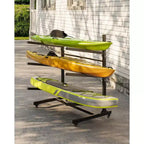 Support de rangement autoportant pour 4 kayaks, noir, robuste, avec roues mobiles pour canoë/SUP/planche de surf (rangement extérieur, 1 pièce)