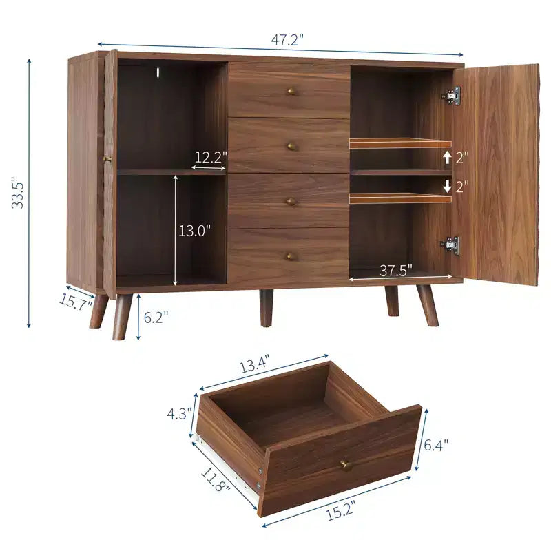 Meuble de rangement moderne pour salon, buffet sculpté en losange en panneaux de particules,