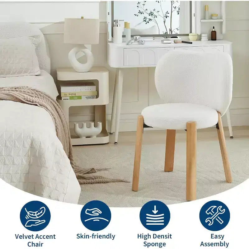 COZONY Chaise de maquillage à dossier cœur, lot de 1 ou 2, chaise de coiffeuse et de salle à manger pour chambre à coucher, chaise d'appoint confortable, capacité de 136 kg, compatible avec les bureaux de moins de 61 cm
