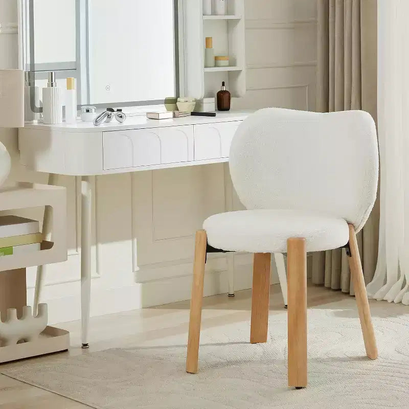 COZONY Chaise de maquillage à dossier cœur, lot de 1 ou 2, chaise de coiffeuse et de salle à manger pour chambre à coucher, chaise d'appoint confortable, capacité de 136 kg, compatible avec les bureaux de moins de 61 cm