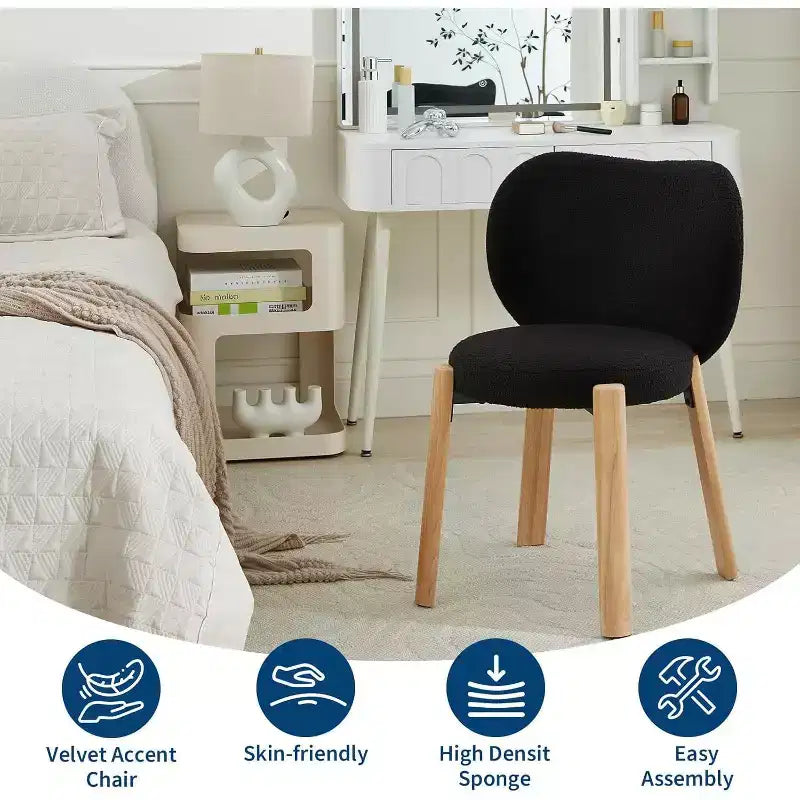 COZONY Chaise de maquillage à dossier cœur, lot de 1 ou 2, chaise de coiffeuse et de salle à manger pour chambre à coucher, chaise d'appoint confortable, capacité de 136 kg, compatible avec les bureaux de moins de 61 cm
