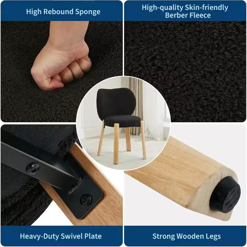 COZONY Chaise de maquillage à dossier cœur, lot de 1 ou 2, chaise de coiffeuse et de salle à manger pour chambre à coucher, chaise d'appoint confortable, capacité de 136 kg, compatible avec les bureaux de moins de 61 cm