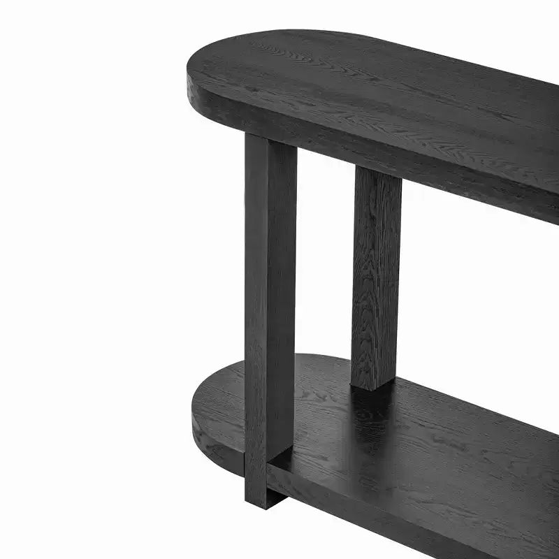Console étroite en bois avec rangement, table d'entrée minimaliste avec design de plateau profilé pour couloir et entrée