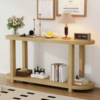 Console étroite en bois avec rangement, table d'entrée minimaliste avec design de plateau profilé pour couloir et entrée