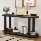 Console étroite en bois avec rangement, table d'entrée minimaliste avec design de plateau profilé pour couloir et entrée
