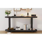 Console étroite en bois avec rangement, table d'entrée minimaliste avec design de plateau profilé pour couloir et entrée