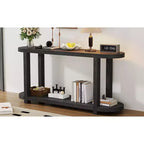 Console étroite en bois avec rangement, table d'entrée minimaliste avec design de plateau profilé pour couloir et entrée