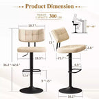 Furniliving Lot de 2 tabourets de bar modernes pivotants, revêtement en similicuir, réglables en hauteur pour îlot de cuisine, salle à manger