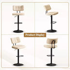 Furniliving Lot de 2 tabourets de bar modernes pivotants, revêtement en similicuir, réglables en hauteur pour îlot de cuisine, salle à manger