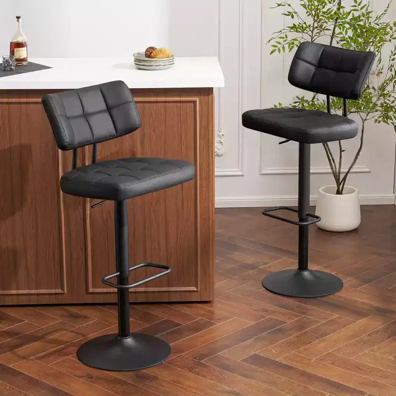 Furniliving Lot de 2 tabourets de bar modernes pivotants, revêtement en similicuir, réglables en hauteur pour îlot de cuisine, salle à manger