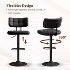Furniliving Lot de 2 tabourets de bar modernes pivotants, revêtement en similicuir, réglables en hauteur pour îlot de cuisine, salle à manger