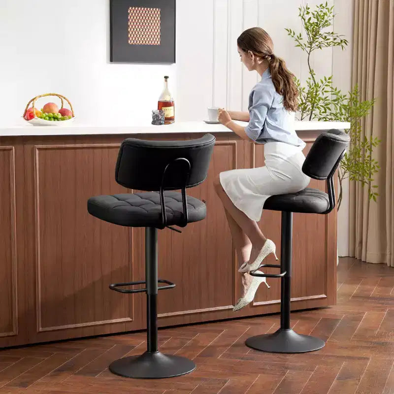 Furniliving Lot de 2 tabourets de bar modernes pivotants, revêtement en similicuir, réglables en hauteur pour îlot de cuisine, salle à manger