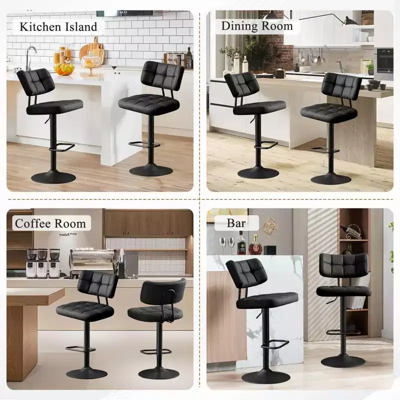 Furniliving Lot de 2 tabourets de bar modernes pivotants, revêtement en similicuir, réglables en hauteur pour îlot de cuisine, salle à manger