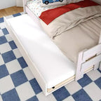 Lit superposé double sur double de style ferme moderne avec escalier et lit gigogne