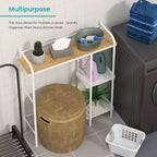 Organisateur de rangement à 3 niveaux Home Zone Living pour-dessus de toilettes avec plateau en bambou et cadre en acier, étagère de salle de bain autoportante, finition blanche