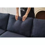 Canapé d'angle en forme de L MAYEERTY 106 pouces de large, convertible, 6 places, avec 2 coussins, en lin moderne, pieds en métal pour salon/appartement