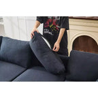 Canapé d'angle en forme de L MAYEERTY 106 pouces de large, convertible, 6 places, avec 2 coussins, en lin moderne, pieds en métal pour salon/appartement