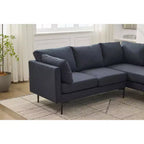 Canapé d'angle en forme de L MAYEERTY 106 pouces de large, convertible, 6 places, avec 2 coussins, en lin moderne, pieds en métal pour salon/appartement