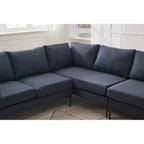 Canapé d'angle en forme de L MAYEERTY 106 pouces de large, convertible, 6 places, avec 2 coussins, en lin moderne, pieds en métal pour salon/appartement