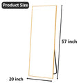 MAYEERTY Aluminum Full-Length Mirror 57x20in, Gold, Right Angle, Tempered Glass, With Stand