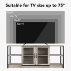 Meuble TV, convient aux téléviseurs de 65 pouces et plus, avec portes grillagées et étagères, style rustique, fonction de rangement, meuble de salon.