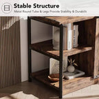 Meuble TV, convient aux téléviseurs de 65 pouces et plus, avec portes grillagées et étagères, style rustique, fonction de rangement, meuble de salon.