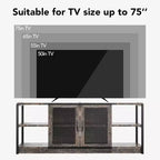 Meuble TV, convient aux téléviseurs de 65 pouces et plus, avec portes grillagées et étagères, style rustique, fonction de rangement, meuble de salon.