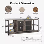 Meuble TV, convient aux téléviseurs de 65 pouces et plus, avec portes grillagées et étagères, style rustique, fonction de rangement, meuble de salon.