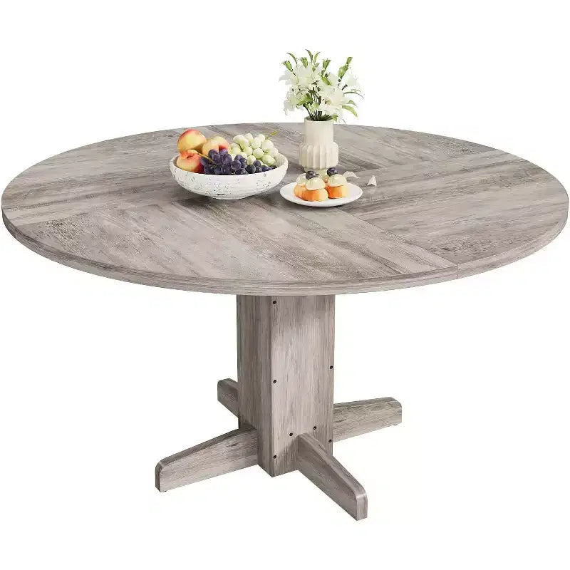 Table à manger ronde de 47 pouces pour 4 personnes, table de cuisine en bois de style ferme, table de dîner circulaire pour cuisine, salon, salle à manger
